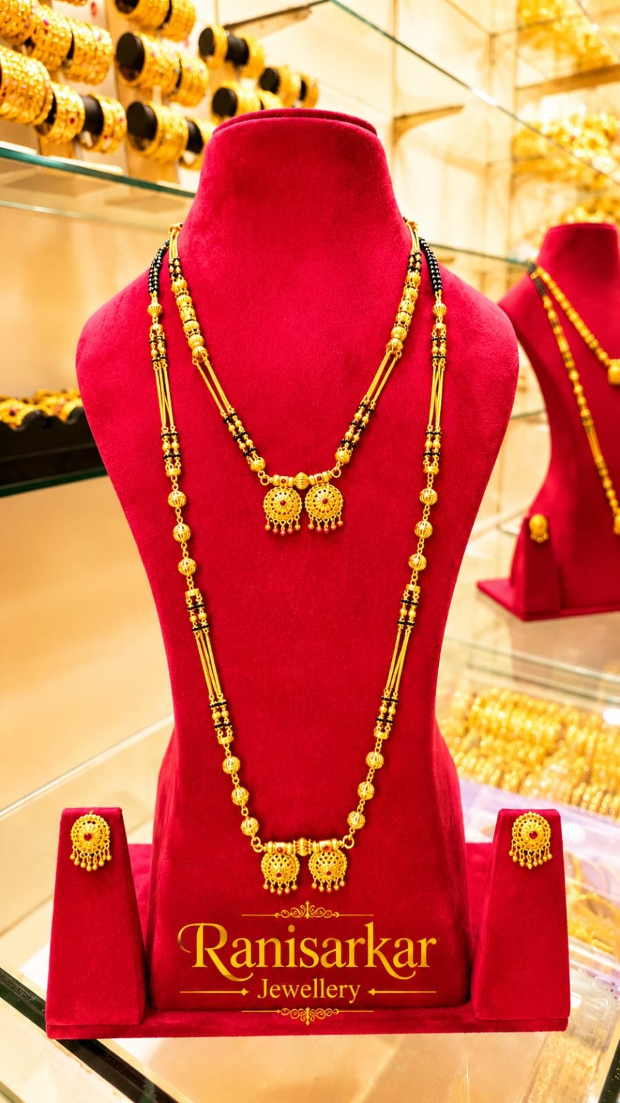 1 Grm Temple Polish Long mangalsutra Vati  Combo Set (A)