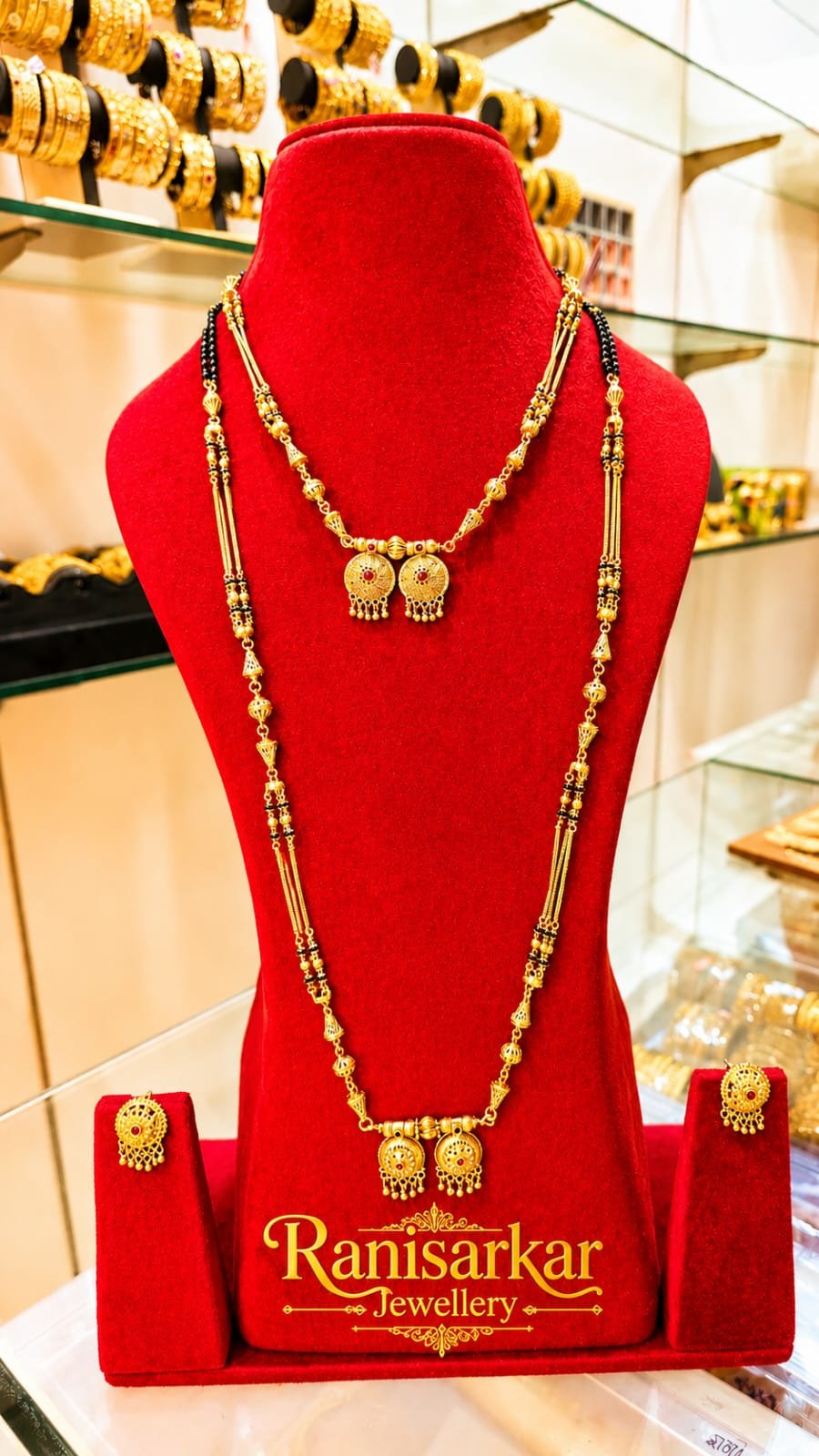 1 Grm Temple Polish Long mangalsutra Vati  Combo Set (B)