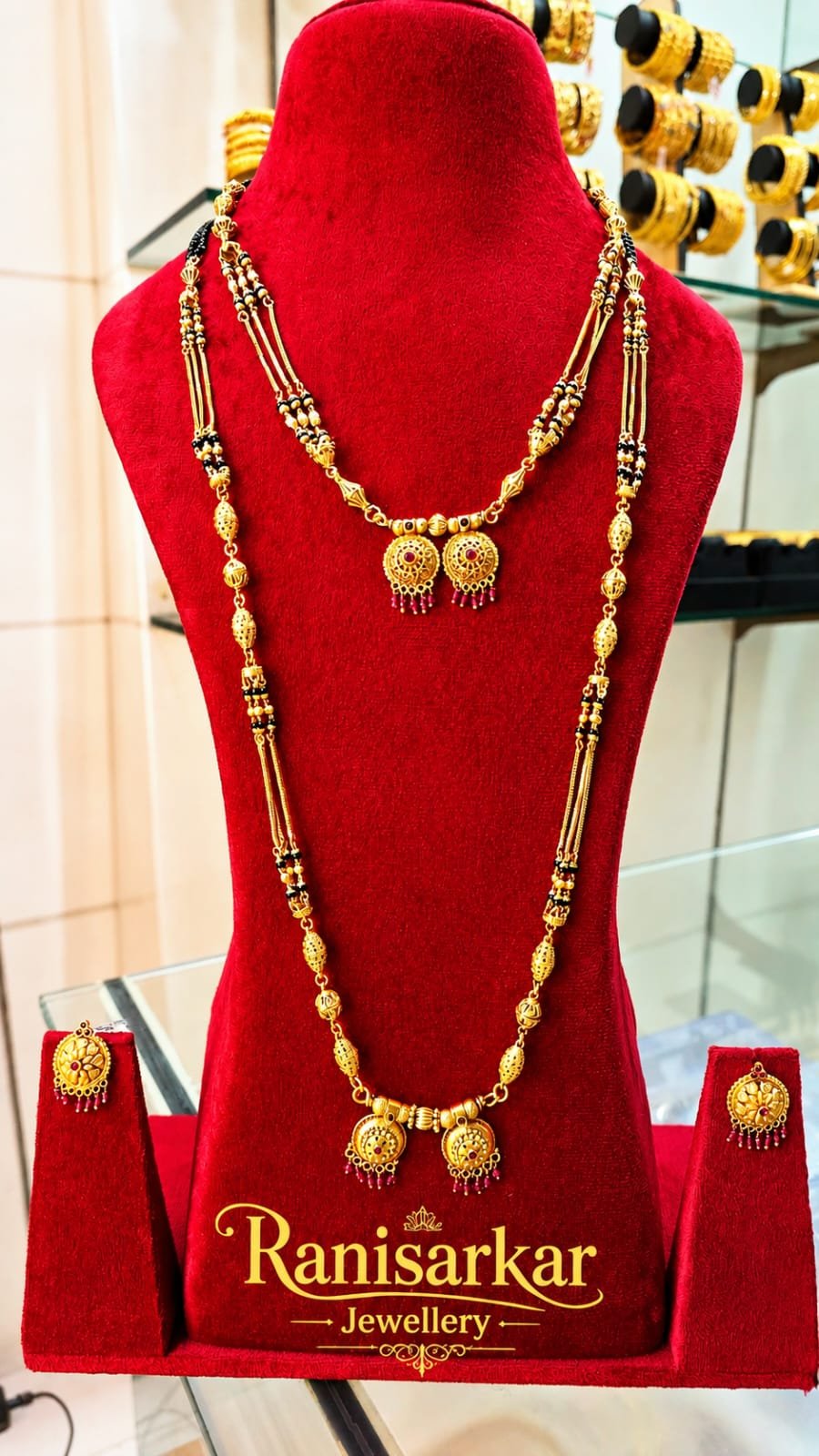 1 Grm Temple Polish Long mangalsutra Vati  Combo Set (C)