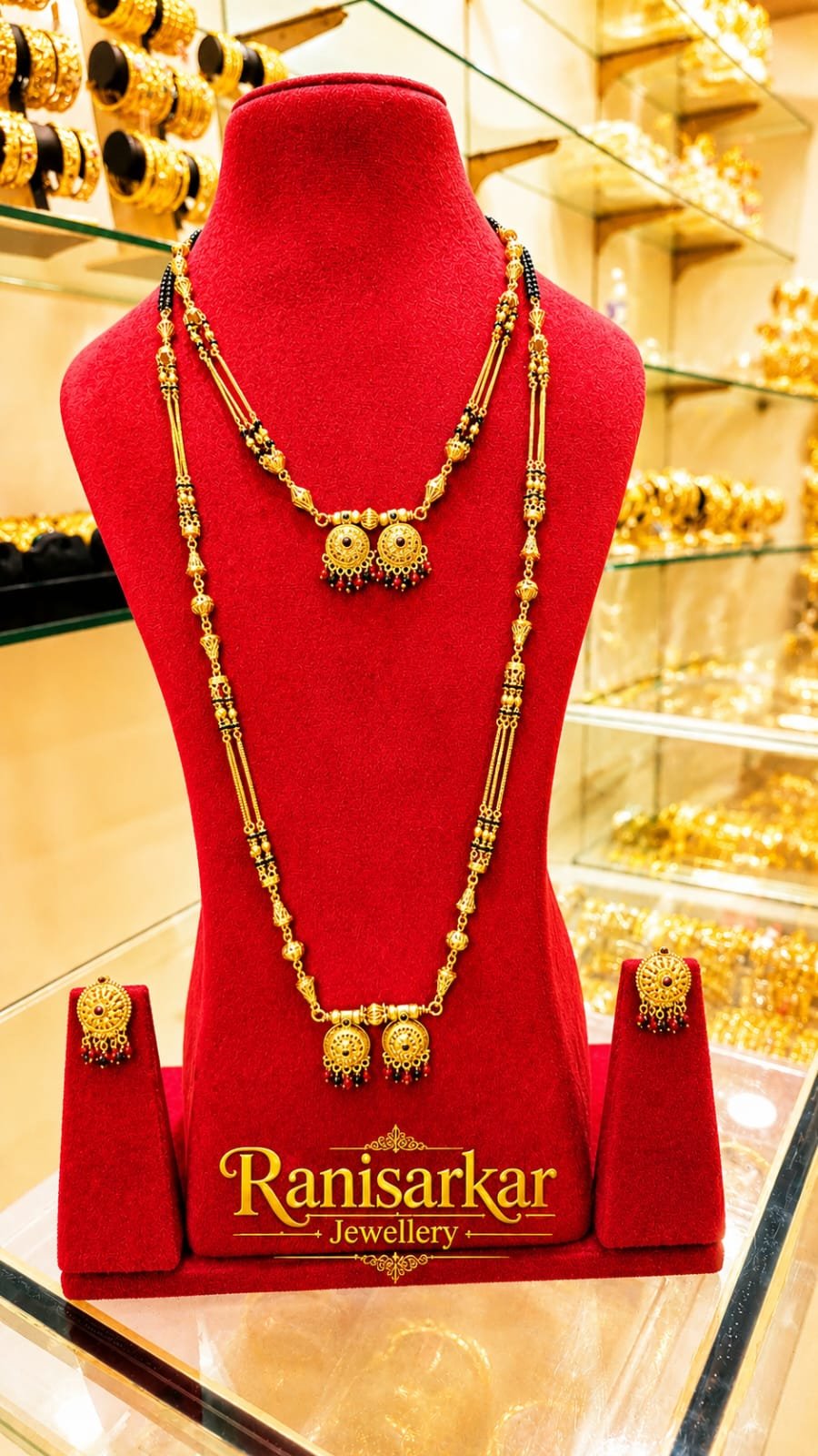 1 Grm Temple Polish Long mangalsutra Vati  Combo Set (D)