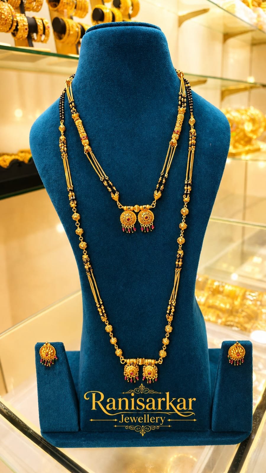 1 Grm Temple Polish Long mangalsutra Vati  Combo Set (E)